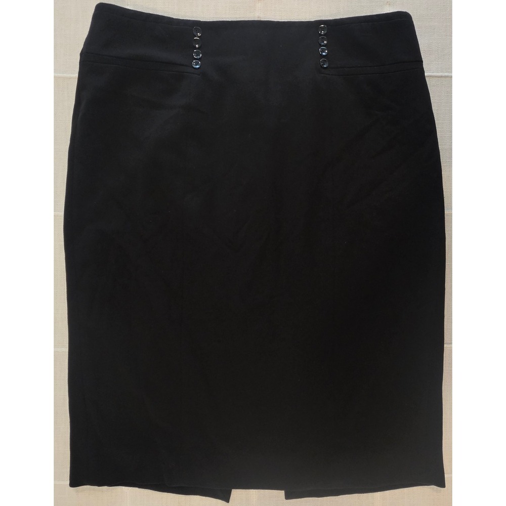 White House Black Market Black Button Detail Pencil Skirt Size 10 RN 111459